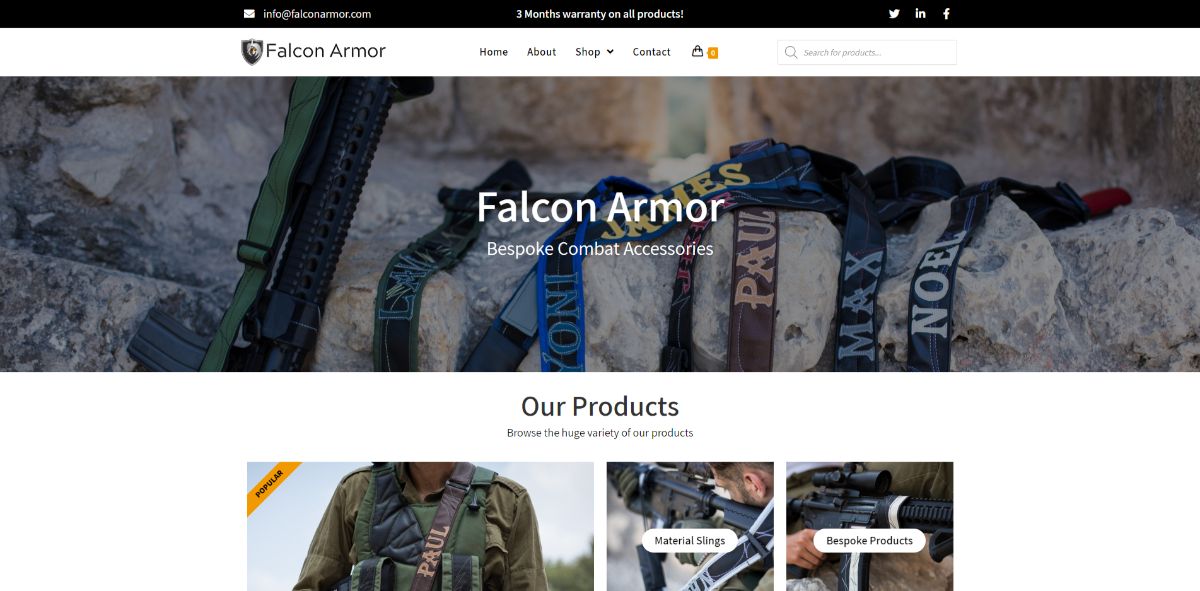 אתר מכירות - Falcon Armor